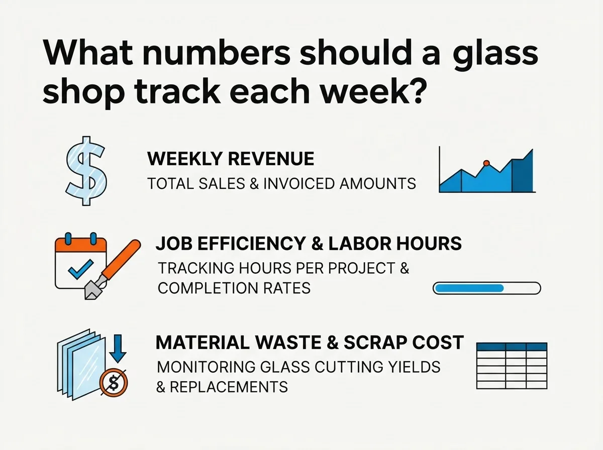 What numbers should a glass shop track each week?